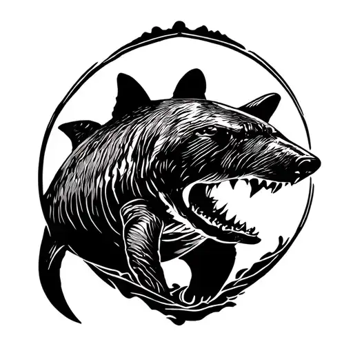 A Shark And A Bear Silhouette