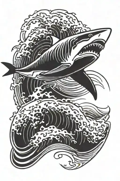 Shark Jumping Ocean Red Waves