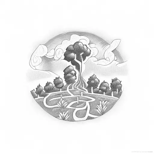 Vine Vineyard Path Leading To A Far-off City