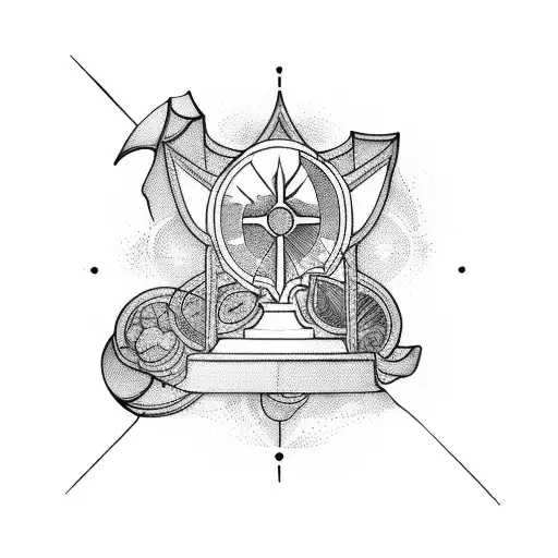 Stained Glass Window With Wine And Travel Elements