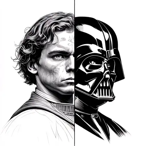 Star Wars Anakin Skywalker Vs Death Vader Split Same Face