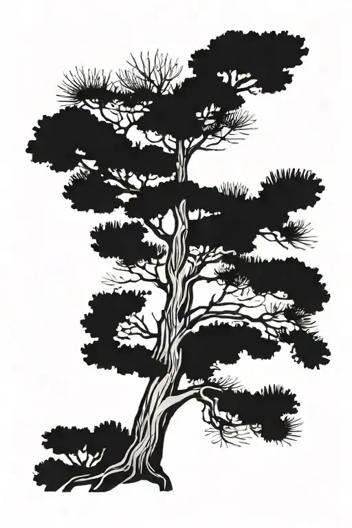 Pine Tree With Half Of The Branches Have No Leaves