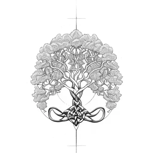 Igdrasil Tree Intertwined With Celtic Knotwork