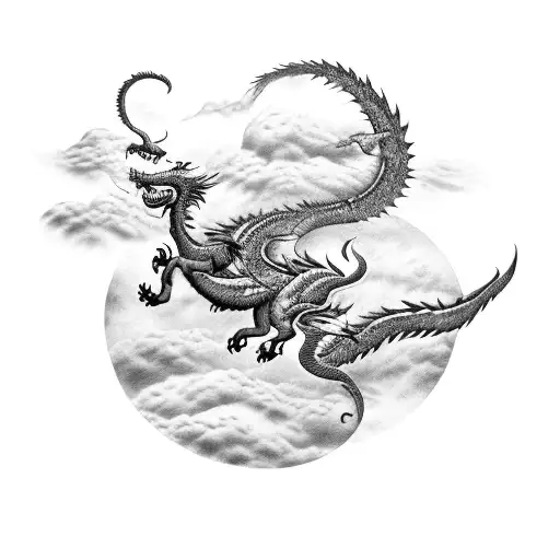 A Combination Of A Tiger And A Dragon Engaged In A Fierce Battle Amidst Swirling Clouds