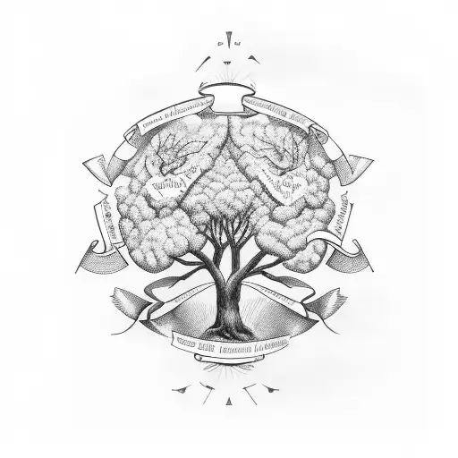 A Family Tree With Latin Sayings Intertwined In The Branches