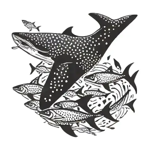 A Majestic Whale Shark Swimming Through A School Of Fish