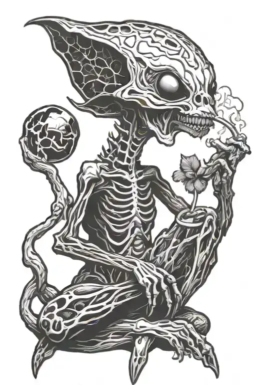 Trippy Alien Smoking A Joint Sitting