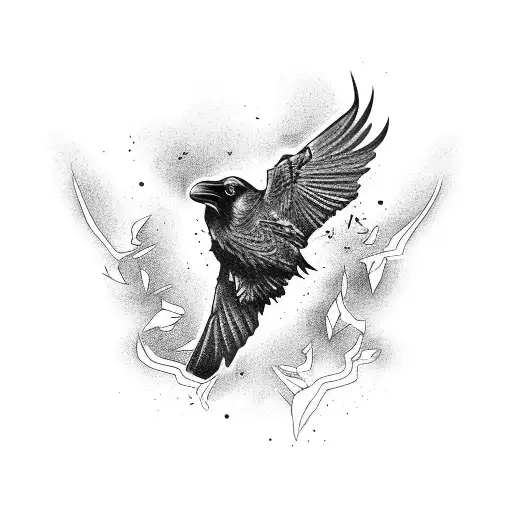 Raven With Black Flames