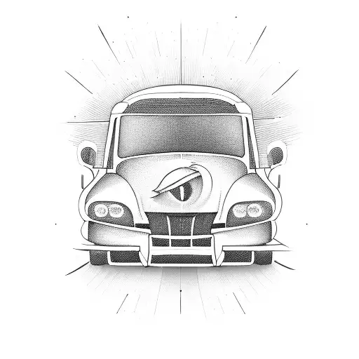 Cartoon Transport Truck With Crazy Driver