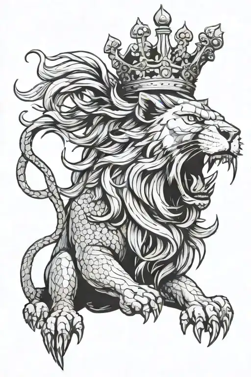 Angry Lion With A Crown And A Scorpio