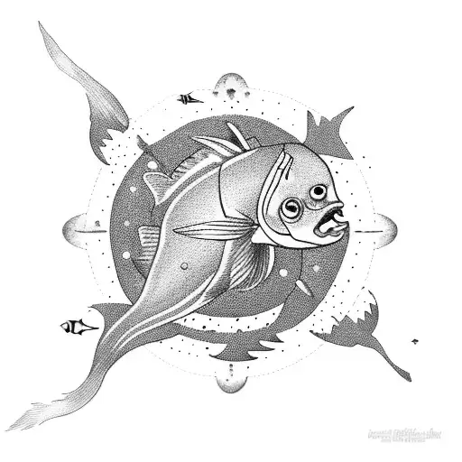 Pisces Fish Ocean Universe Golden Ratio Tattoo