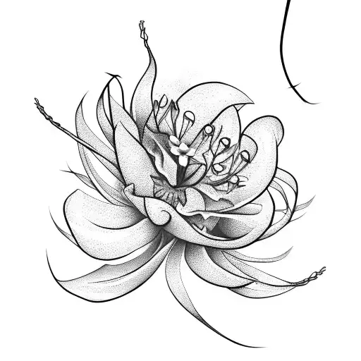 Snake With Spider Lily Flowers