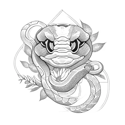 Snake Curled Around Flowers