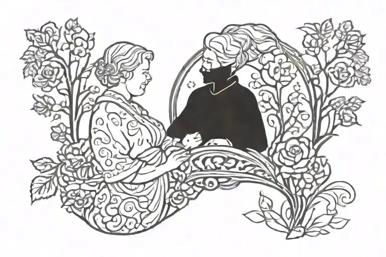 Grandmother And Grandson Silhouette