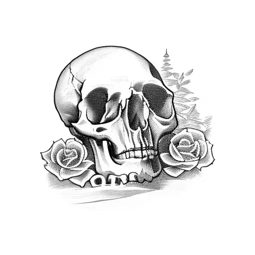 Cross Going Through A Skull