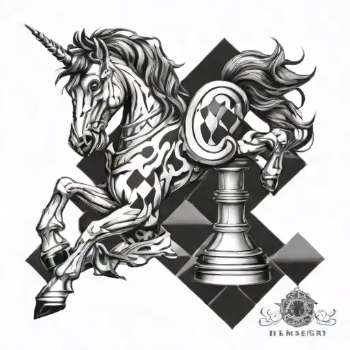 A Demonic Chess Horse On A 3D Chess Board Design