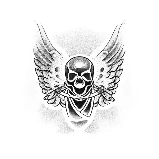 Angel Doing A Bicycle Kick With A Skull