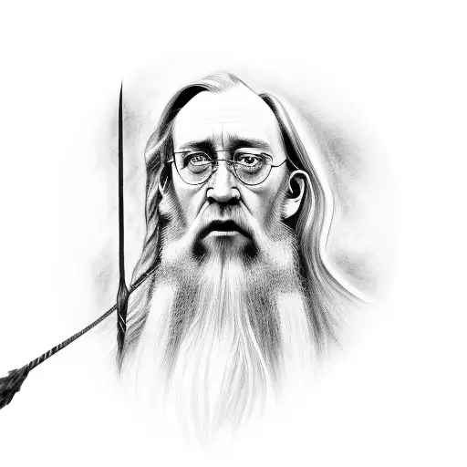 A Realistic Portrait Of Dumbledore Holding The Elder Wand