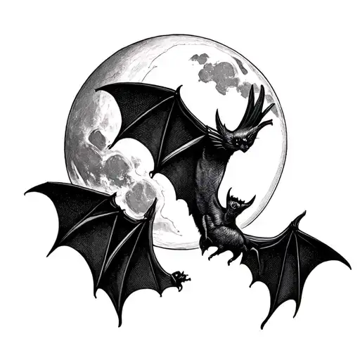 Bat And Moon