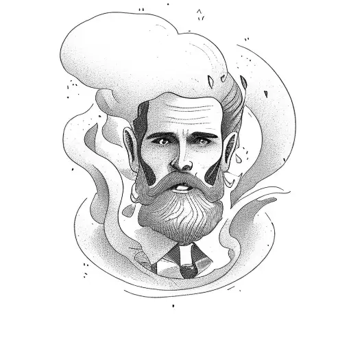 A Man Sits On A Chair With An Open Book In His Hands And Instead Of A Head He Has A Tornado