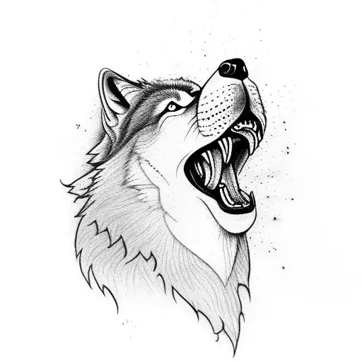 A Wolf Head Howling Up