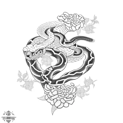 Japanese Floral With Snake