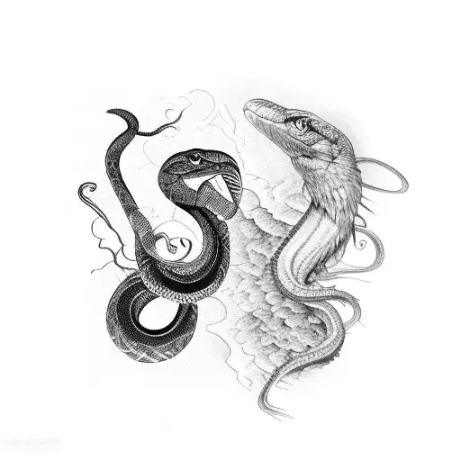 Snake And Raven Figthing