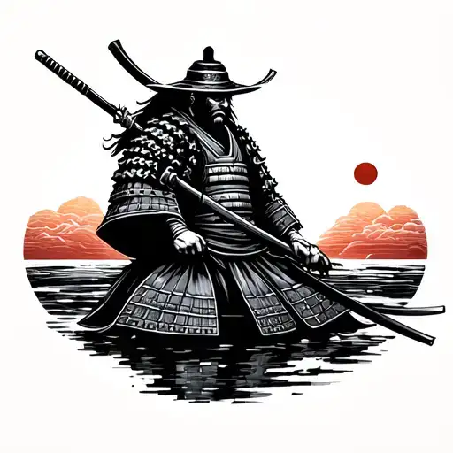 Samurai In The Japanese Sunset