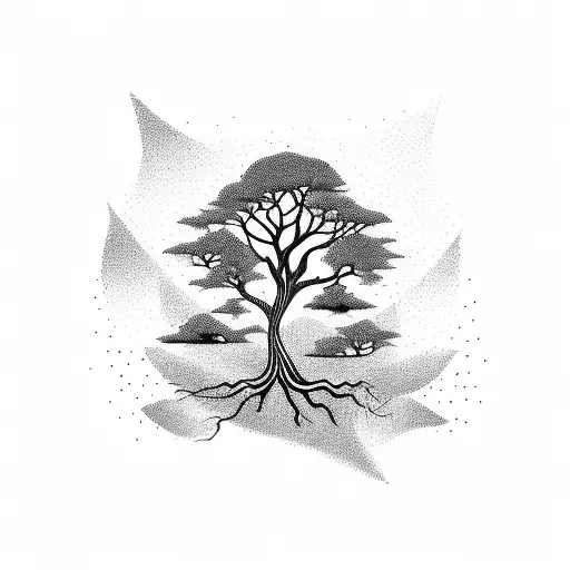 A Majestic Tree Intertwined With A Motorcycle