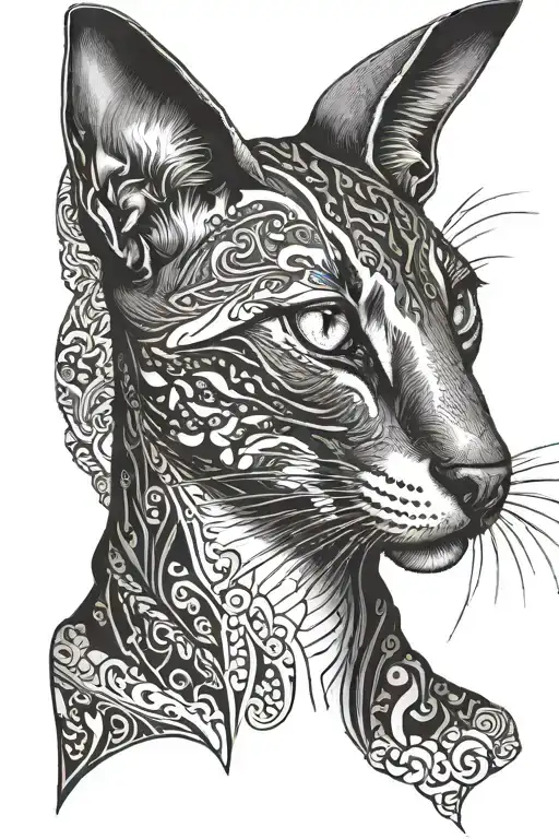 Oriental Shorthair Cat Bust Sculpture
