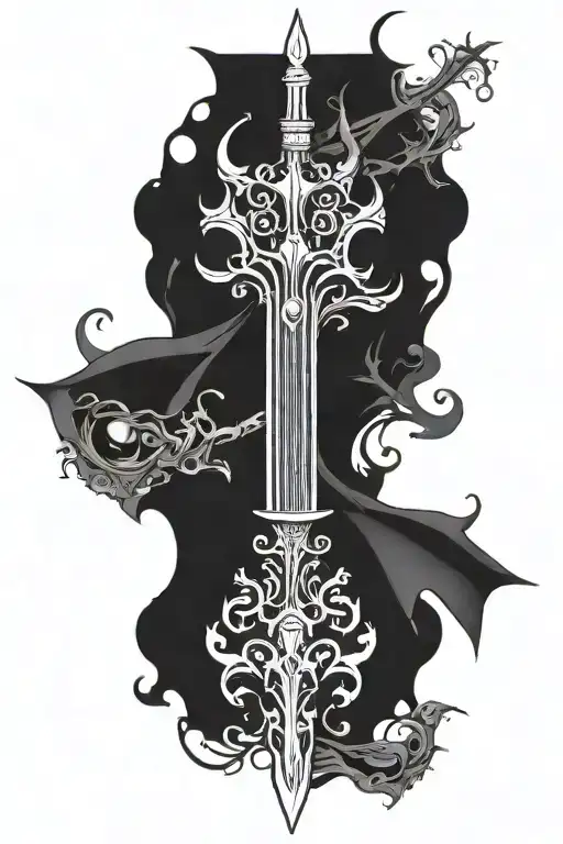 Dark Ornamental Tattoo Hollow Knight Espada E Musica