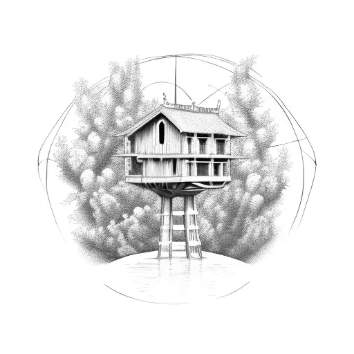 Willow Tree With Tree House