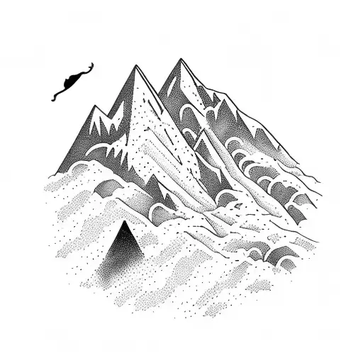 A Majestic Mountain Range With A Skier Gracefully Gliding Down The Slopes