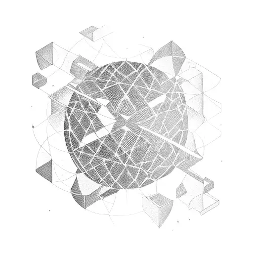 Globe Disintegrating Into Geometric Pattern