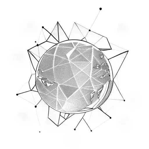 Realistic Globe That Disintegrates Into Geometric Pattern