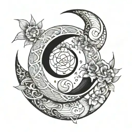 A Crescent Moon Intertwined With Poetic Verses