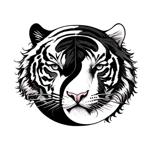 Yin Yang Tiger Mythology Tattoo Inspired Design
