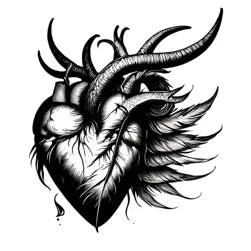 Horns And Scales On Which The Heart And Feather