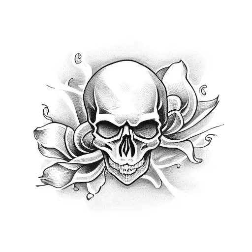Skull With Lilies