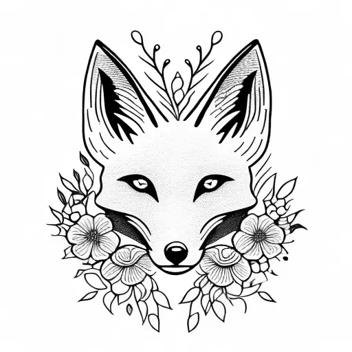 Head Fox With Flowers