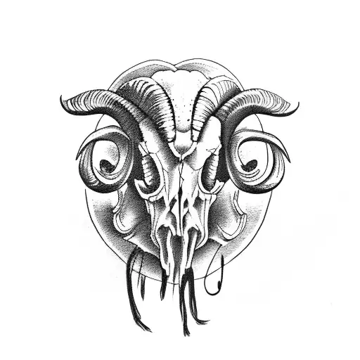 Ram Skull With Lilies