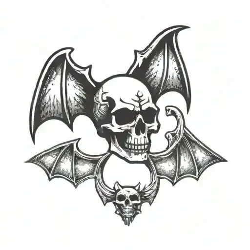 Small Skull With Bat Wings