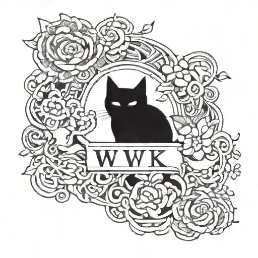Black Cat And Letter W