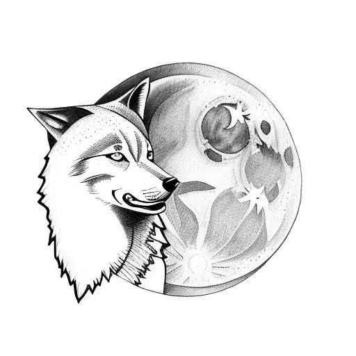 A Tarot Card Featuring A Wolf And A Moon