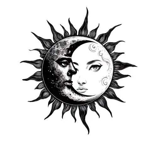 Sun And Moon Tattoo Design Inspired