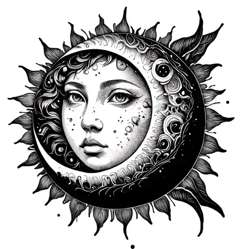 Sun And Moon Tattoo Design Inspired