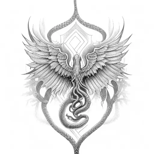 Caduceus But Instead Of Snakes Put The Roots Of The Life Tree And For The Wings Use Phoneix Wings