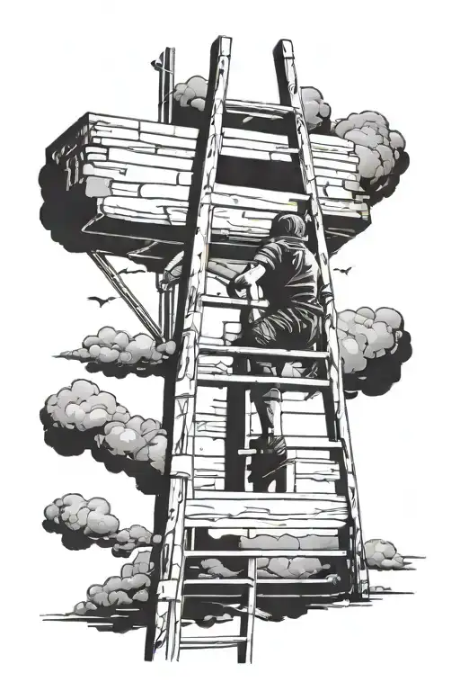 Someone Climbing A Ladder Out Of Darkness