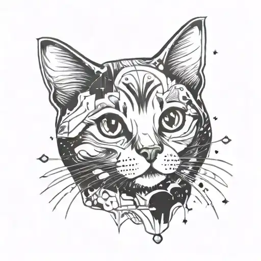 Cute Cat With Space Theme