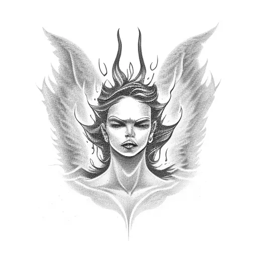 Angel Engulfed In Flames And The Devil Emerging